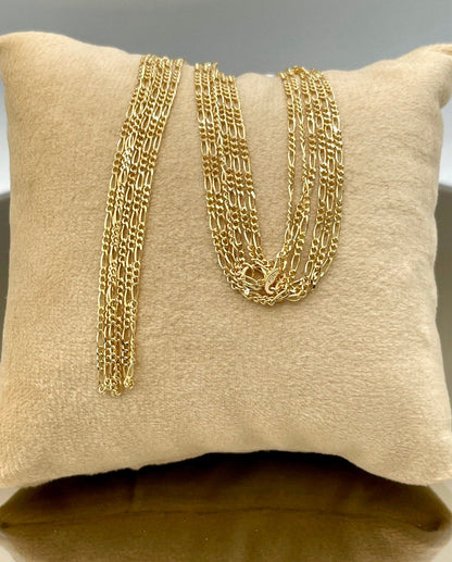 18K Solid Gold Figaro Chain Necklace, Real 18K Gold Figaro Monaco Links Chain, Pure 18K Gold, Gold Chain For Men/Women, Beautifully Crafted!