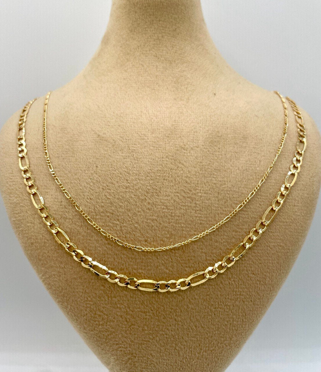 18K Solid Gold Figaro Chain Necklace, Real 18K Gold Figaro Monaco Links Chain, Pure 18K Gold, Gold Chain For Men/Women, Beautifully Crafted!