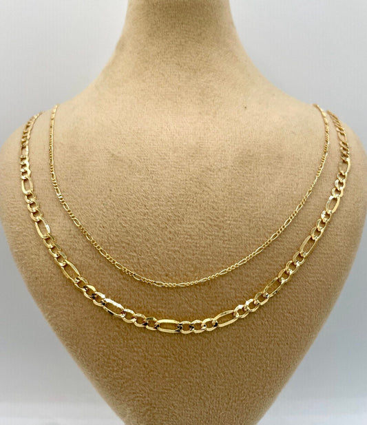18K Solid Gold Figaro Chain Necklace, Real 18K Gold Figaro Monaco Links Chain, Pure 18K Gold, Gold Chain For Men/Women, Beautifully Crafted!