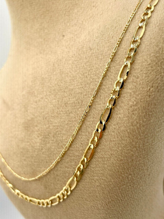 18K Solid Gold Figaro Chain Necklace, Real 18K Gold Figaro Monaco Links Chain, Pure 18K Gold, Gold Chain For Men/Women, Beautifully Crafted!