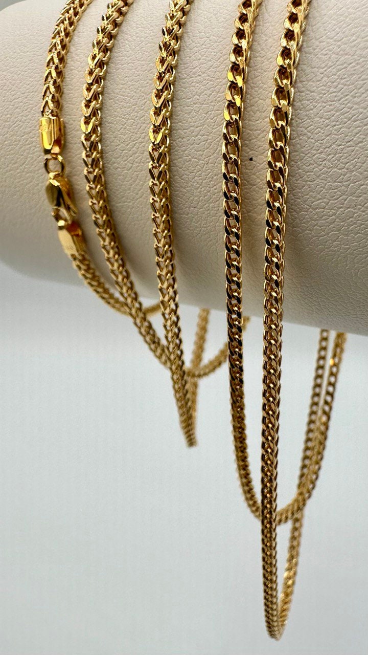 18k Real Gold Franco Chain,2 MM,foxtail necklace,Franco foxtail chain,Trending gold chain,Anniversary Gift,Birthday Gift ,For Her, For Him
