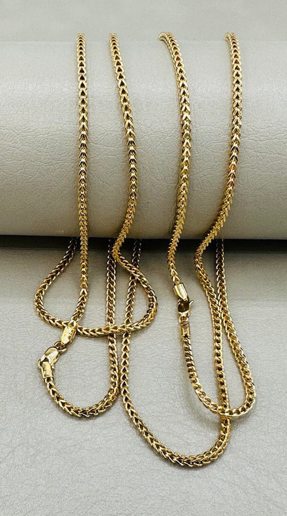 18k Real Gold Franco Chain,2 MM,foxtail necklace,Franco foxtail chain,Trending gold chain,Anniversary Gift,Birthday Gift ,For Her, For Him