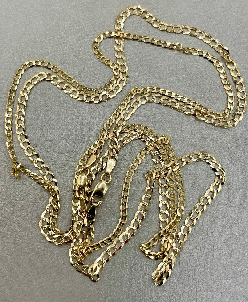 Solid Gold 18K Curb Chain Necklace, Real 18K Gold Miami Cuban Links Chain, 2.2 MM_3 MM Thick, Real Gold Chain for Him/Her, Birthday Gift