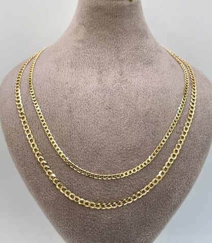 Solid Gold 18K Curb Chain Necklace, Real 18K Gold Miami Cuban Links Chain, 2.2 MM_3 MM Thick, Real Gold Chain for Him/Her, Birthday Gift