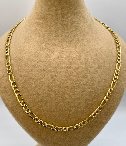 14K Solid Gold Figaro Chain Necklace, Genuine 14K Gold Figaro Link Chain,4.5mm Width, Real Gold 14K Chain for Men & Women, Birthday Gift!