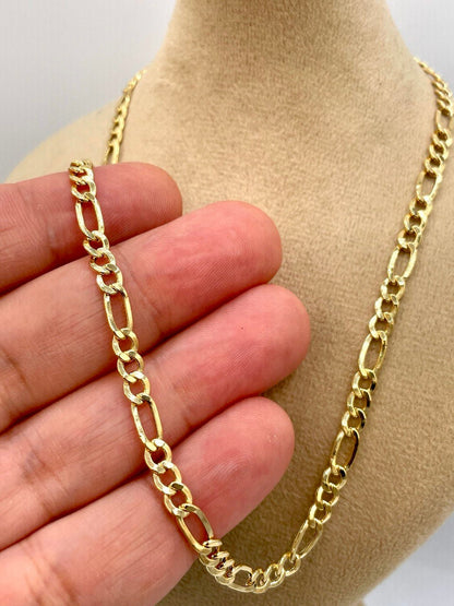 14K Solid Gold Figaro Chain Necklace, Genuine 14K Gold Figaro Link Chain,4.5mm Width, Real Gold 14K Chain for Men & Women, Birthday Gift!