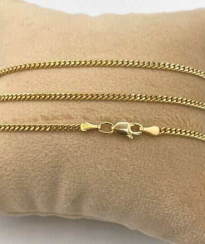14K Solid Gold Curb Chain Necklace,Real 14K Gold Miami Cuban Link Chain,2mm23.5"to27.75" length 14K Gold Chain for Men/Women, for Him/Her!
