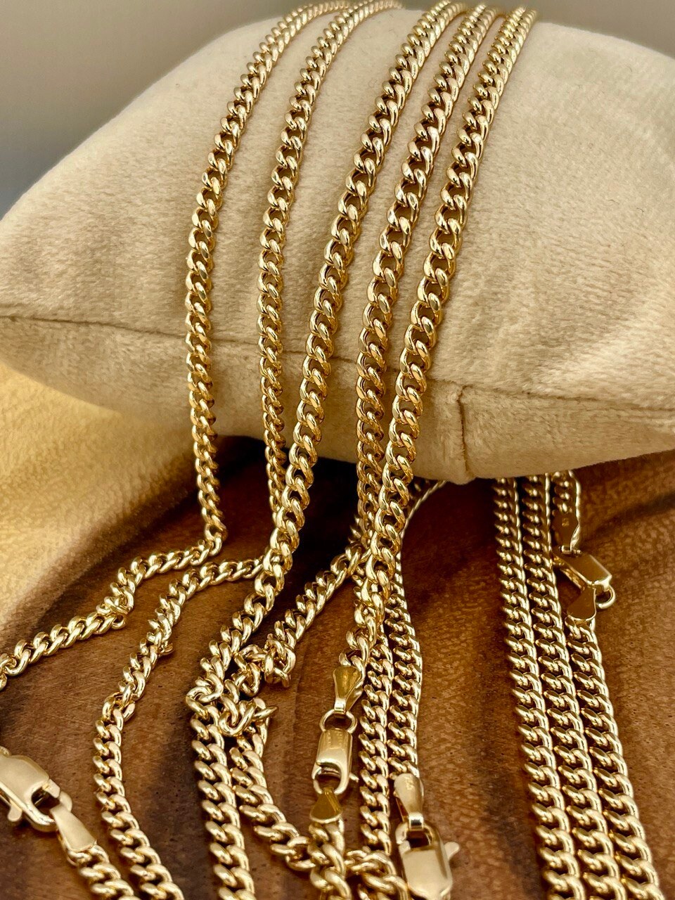 Solid 18K Gold Curb Chain Necklace, Real 18K Gold Miami Cuban Links Chain, 2.7MM_3MM Thick, Real Gold Chain for Him/Her, Birthday Gift!