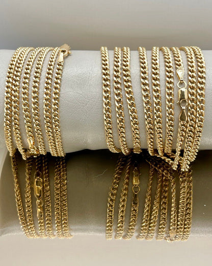 Solid 18K Gold Curb Chain Necklace, Real 18K Gold Miami Cuban Links Chain, 2.7MM_3MM Thick, Real Gold Chain for Him/Her, Birthday Gift!