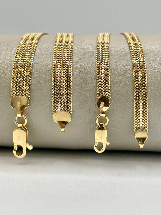 18K Yellow Gold Bismarck Chain Bracelet 7.5” Length | Genuine 18k Gold Bismarck Link Chain Bracelet | Gold Bracelet for Women | Gift for Her
