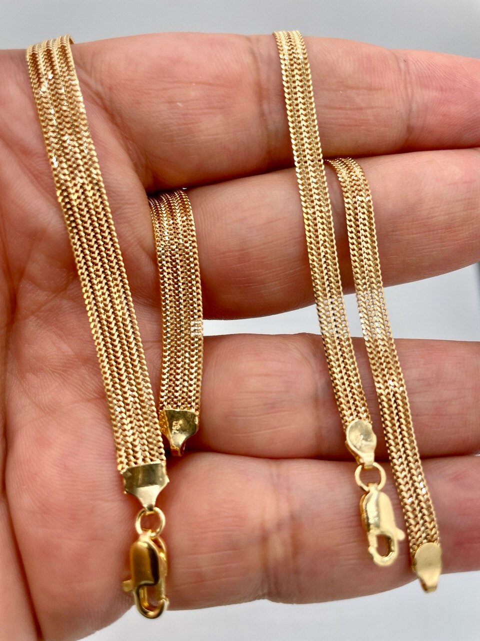 18K Yellow Gold Bismarck Chain Bracelet 7.5” Length | Genuine 18k Gold Bismarck Link Chain Bracelet | Gold Bracelet for Women | Gift for Her