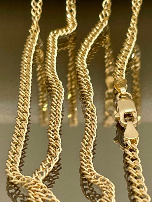 18K Gold Singapor Necklace Chain,Real Solid 18K Gold,Diamond cut and so shiny ,18k Gold Twisted chain , Gold Singapore chain, Unisex chain.