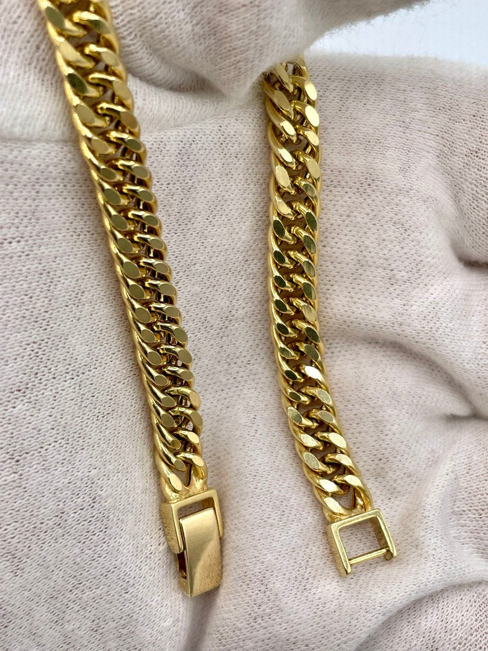 14K Solid Gold Curb Cuban Bracelet Chain, Real 14K Yellow Gold Bracelet,7mm wide_7"-8.5" Curb Links Bracelet for Men & Women, Birthday Gift!