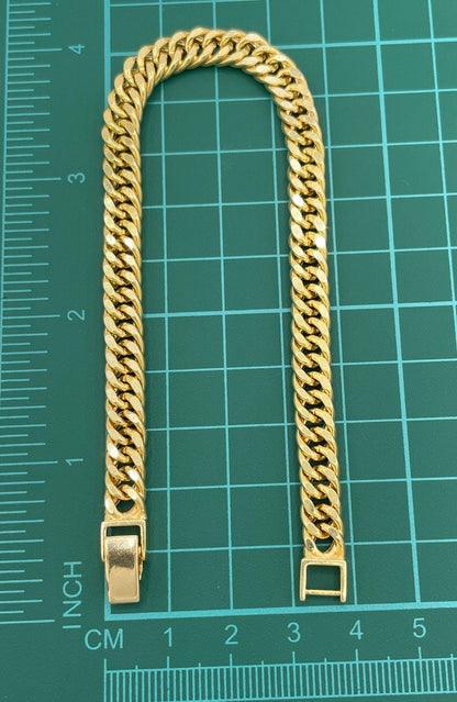14K Solid Gold Curb Cuban Bracelet Chain, Real 14K Yellow Gold Bracelet,7mm wide_7"-8.5" Curb Links Bracelet for Men & Women, Birthday Gift!