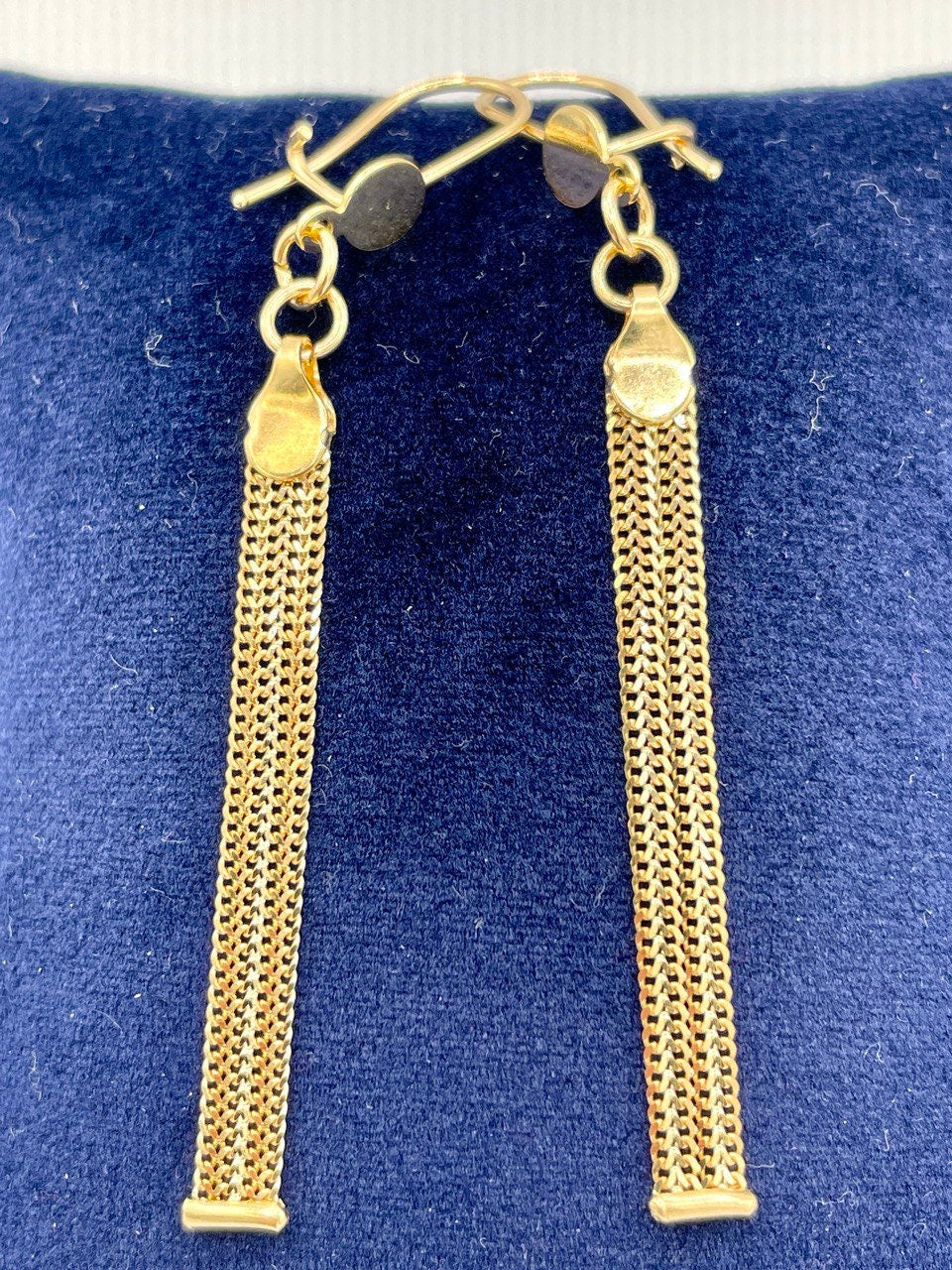 18K Gold Bismarck Earrings,Real Solid Earrings Gold,Yellow Gold4mmWidth 2.5"Length,Bismarck Earrings Link Chain,Birthday Gift,For Women/Girl
