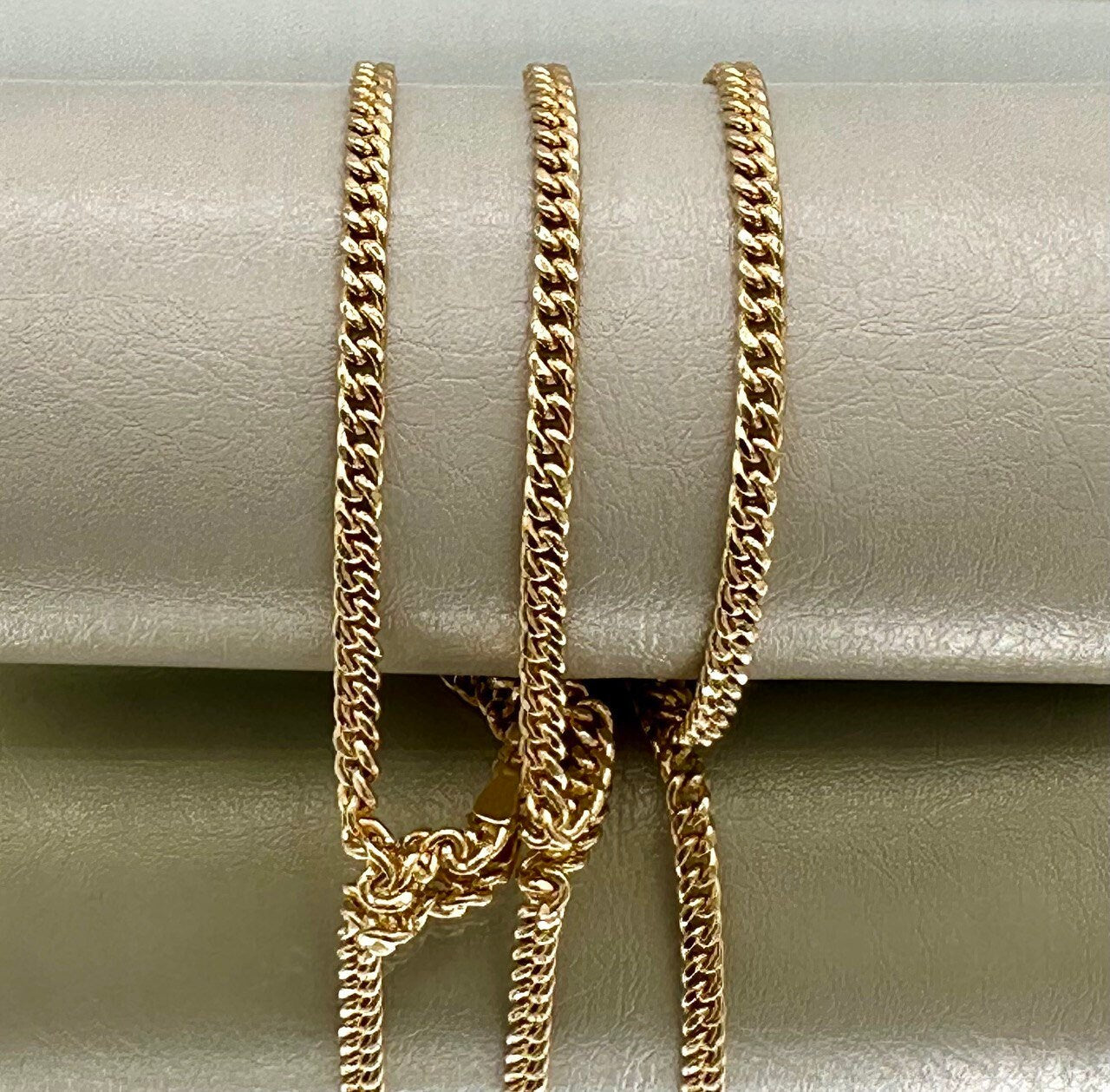 Real 18K Gold Curb Chain Necklace, Pure 18K Gold Miami Cuban Links Chain, 3.5MM Thick, Real Solid Gold Chain for Men/Women, Birthday Gift!