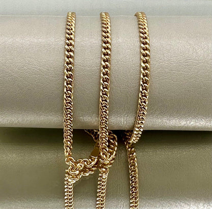 Real 18K Gold Curb Chain Necklace, Pure 18K Gold Miami Cuban Links Chain, 3.5MM Thick, Real Solid Gold Chain for Men/Women, Birthday Gift!