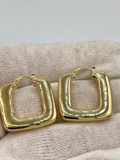 18K Real Gold Thick Hoop Earrings, Chunky Hoops, Polished Chunky Gold Hoop Earrings, Hoops for Women,18K Gold  Hoop Earrings Gift for Her.