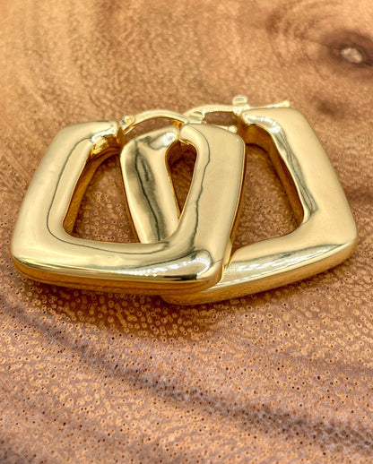 18K Real Gold Thick Hoop Earrings, Chunky Hoops, Polished Chunky Gold Hoop Earrings, Hoops for Women,18K Gold  Hoop Earrings Gift for Her.