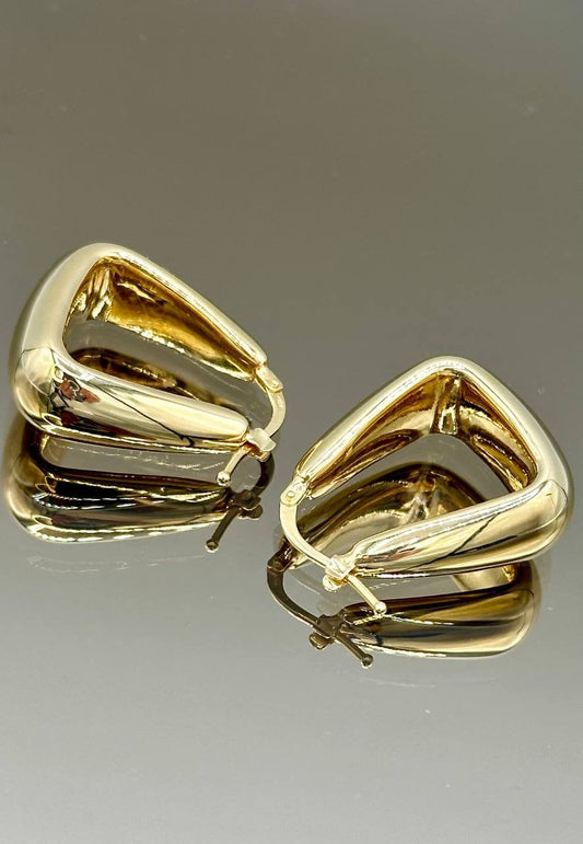 18K Real Gold Thick Hoop Earrings, Chunky Hoops, Polished Chunky Gold Hoop Earrings, Hoops for Women,18K Gold  Hoop Earrings Gift for Her.