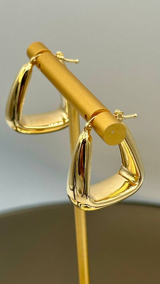 18K Real Gold Thick Hoop Earrings, Chunky Hoops, Polished Chunky Gold Hoop Earrings, Hoops for Women,18K Gold  Hoop Earrings Gift for Her.