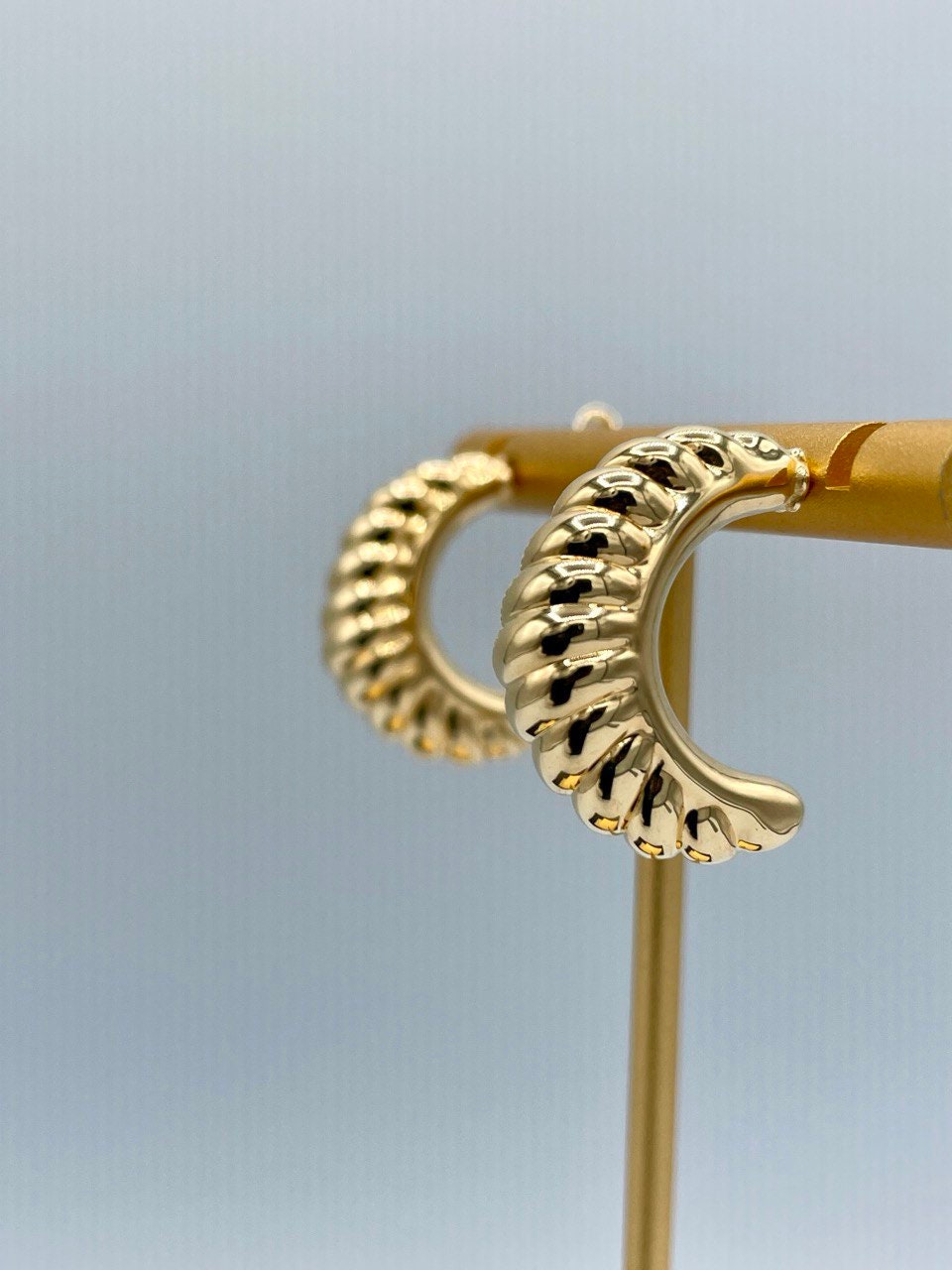 18K Real Gold Thick Hoop Earrings, Chunky Hoops, Polished Chunky Gold Hoop Earrings, Hoops for Women,18K Gold  Hoop Earrings Gift for Her.