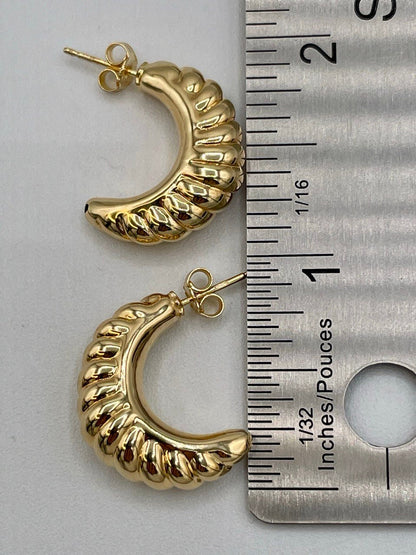 18K Real Gold Thick Hoop Earrings, Chunky Hoops, Polished Chunky Gold Hoop Earrings, Hoops for Women,18K Gold  Hoop Earrings Gift for Her.