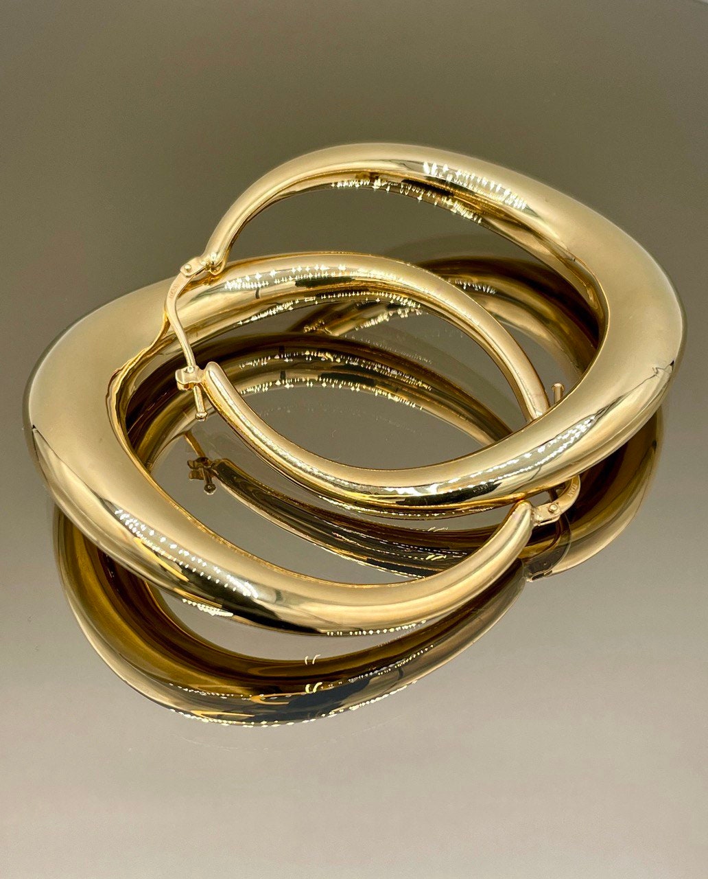 18k Gold Hoop Earrings Extravaganza: Unveiling Extra Chunky Hoop Earrings - Elevate Your Style with Bold Sophistication,Real Gold Women/Girl