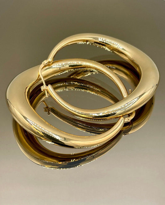 18k Gold Hoop Earrings Extravaganza: Unveiling Extra Chunky Hoop Earrings - Elevate Your Style with Bold Sophistication,Real Gold Women/Girl