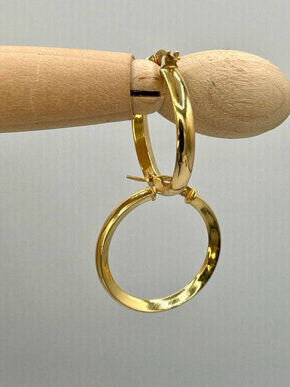 18K Gold Hoop Earrings,Real Gold, Latch back Closer,. A Must-Have Style! Classic Staple! A Perfect Gift For Every Ceremony!