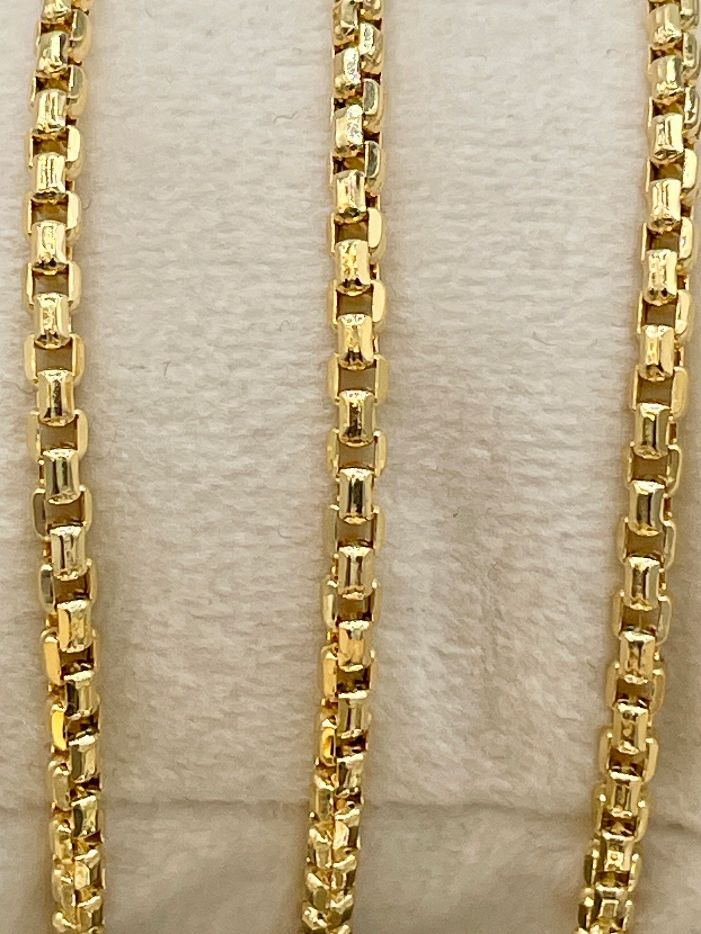 18k Gold  Solid Box Chain Necklace ,18" 20",22",(2.1mm),Real Gold, Shiny Round Box chain, For Him, For Her, Birthday Gift, Christmas Gift.