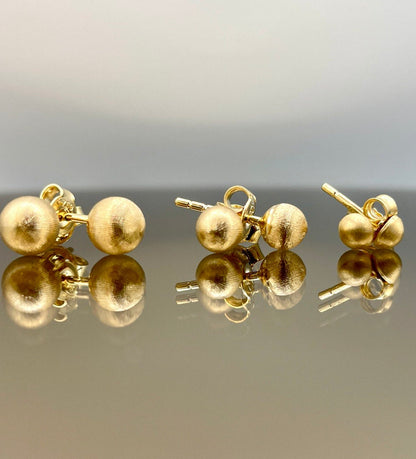 18K Stud Earrings Gold,Real Solid earrings Gold,Matte Ball Stud Earrings,A must-have addition to any jewelry collection,Birthday Gift !