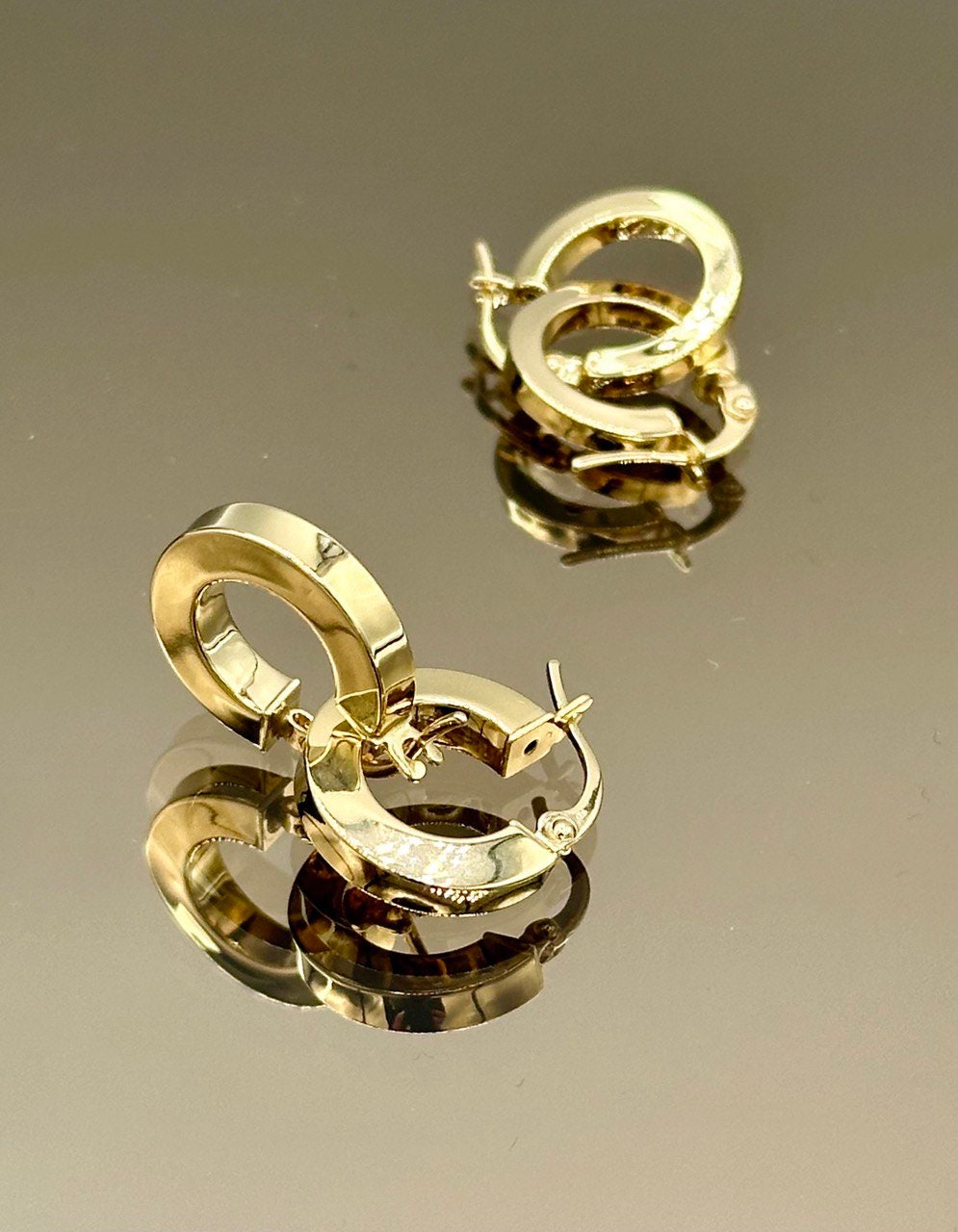 18K Real Gold Thick Hoop Earrings, Chunky Hoops, Polished Chunky Gold Hoop Earrings, Hoops for Women,18K Gold  Hoop Earrings Gift for Her.