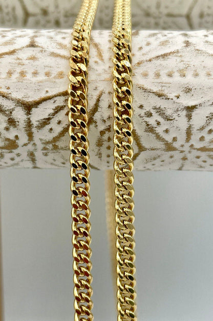 14k SOLID GOLD Curb Chain Necklace,25.5",24",22",4 MM ,Real Gold Chain ,Gold Chain, Ladies Gold Chain, For Him, for Her, Birthday Gift.