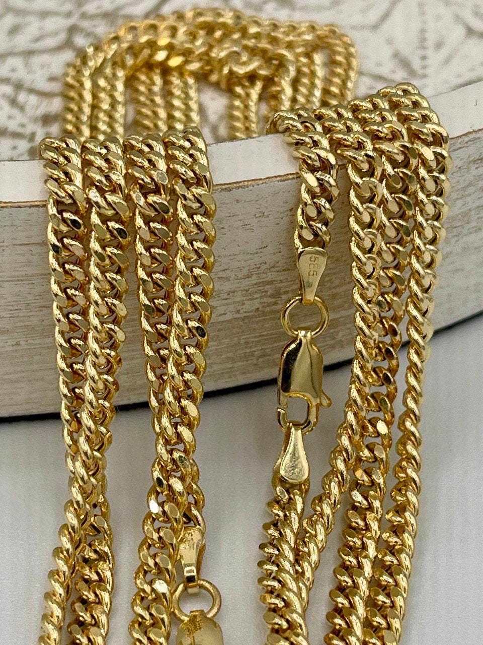 14k SOLID GOLD Curb Chain Necklace,25.5",24",22",4 MM ,Real Gold Chain ,Gold Chain, Ladies Gold Chain, For Him, for Her, Birthday Gift.