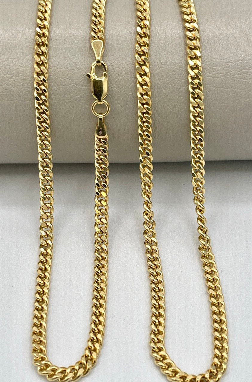 14k SOLID GOLD Curb Chain Necklace,25.5",24",22",4 MM ,Real Gold Chain ,Gold Chain, Ladies Gold Chain, For Him, for Her, Birthday Gift.