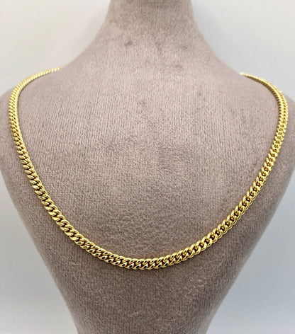 14k SOLID GOLD Curb Chain Necklace,25.5",24",22",4 MM ,Real Gold Chain ,Gold Chain, Ladies Gold Chain, For Him, for Her, Birthday Gift.