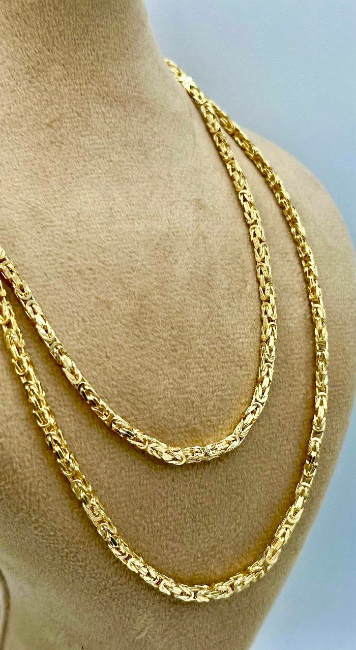 14K Solid Gold Byzantine Elegance,2.5mm Heavy Solid Chain Necklace for Men and Women, Luxury Unisex Charm,14K Gold Byzantine Chain Necklace!