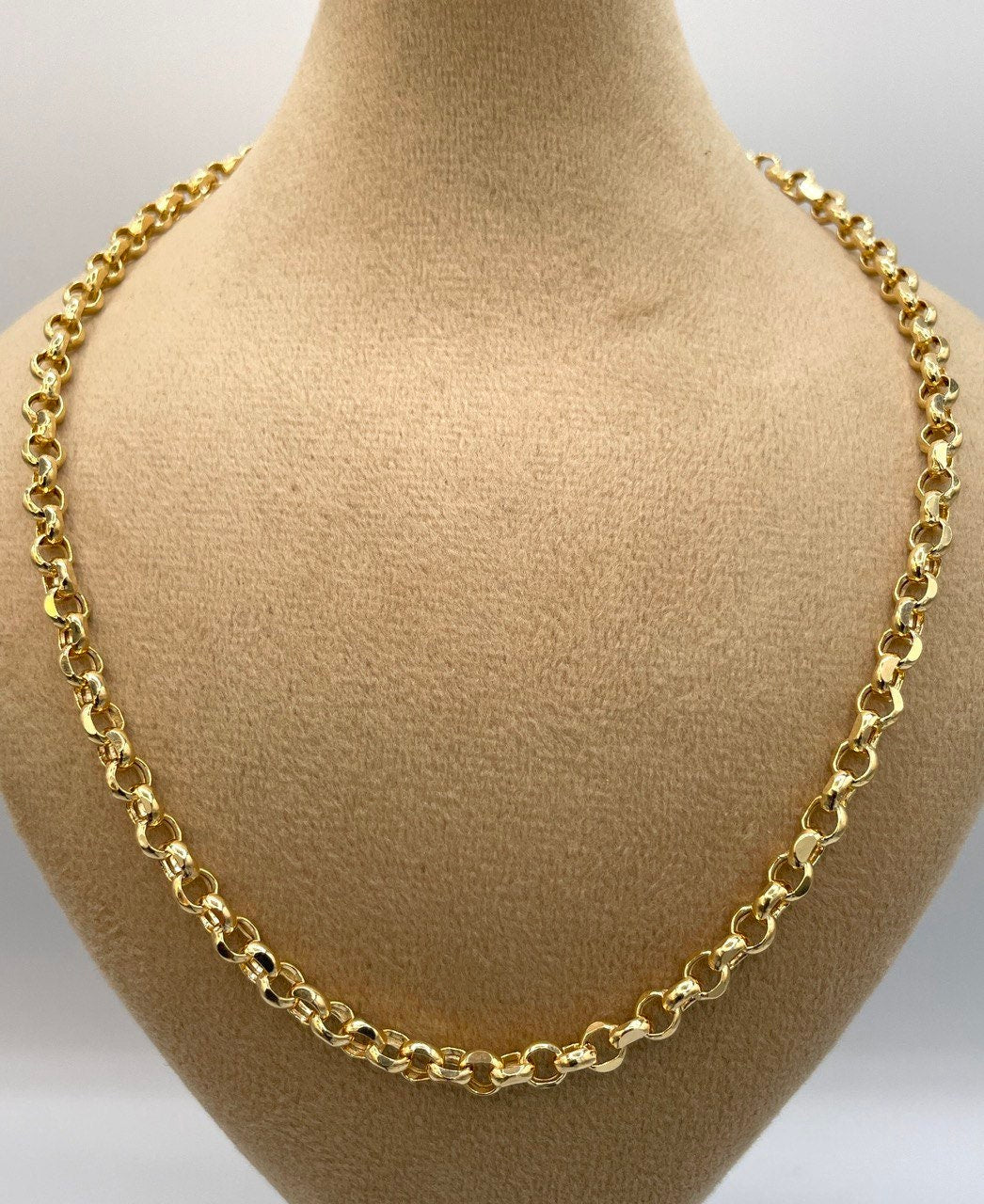 14k Solid Gold Rolo Chain Necklace/ 14K Yellow Pure Gold Rolo Links Chain 5MM, 22"- 26" Lengths/ Real 14K Gold Chain for Men & Women, Gift!