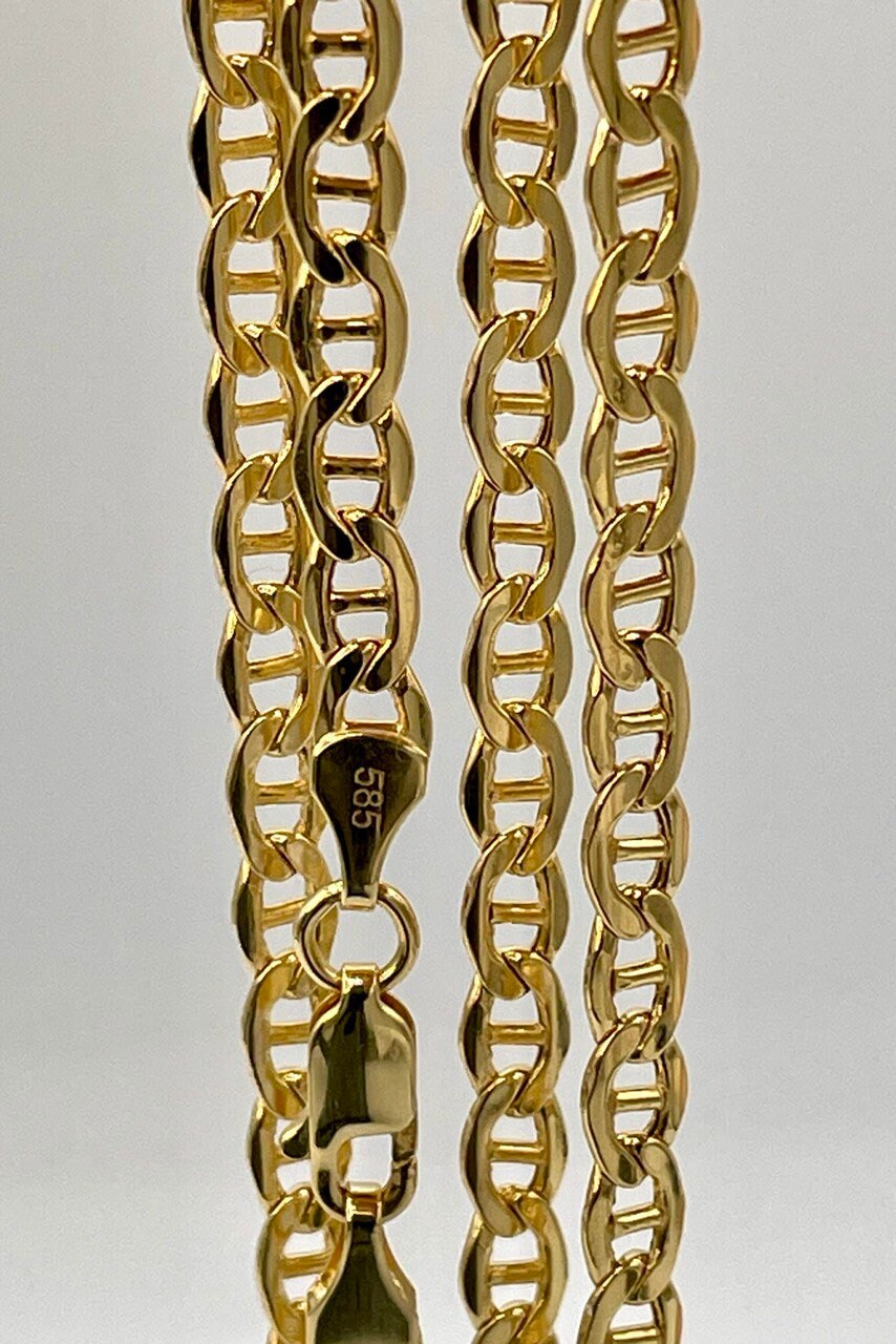 14k Gold ANCHOR CHAIN Necklace,4mmThick,Tiger eyes Necklace,14k Real SOLID Gold chain,14k Gold Mariner necklace ,Gift necklace,Birthday Gift