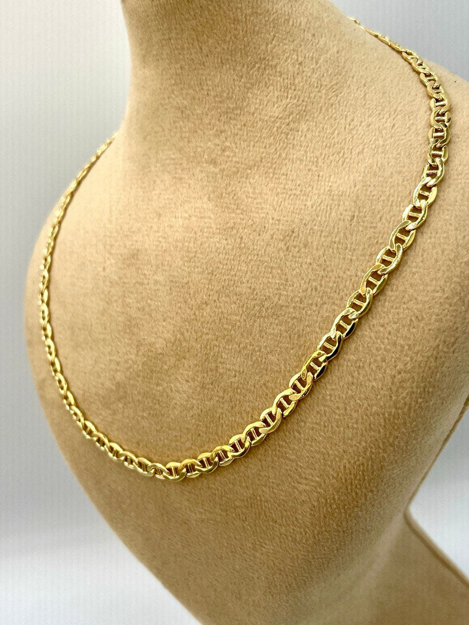 14k Gold ANCHOR CHAIN Necklace,4mmThick,Tiger eyes Necklace,14k Real SOLID Gold chain,14k Gold Mariner necklace ,Gift necklace,Birthday Gift