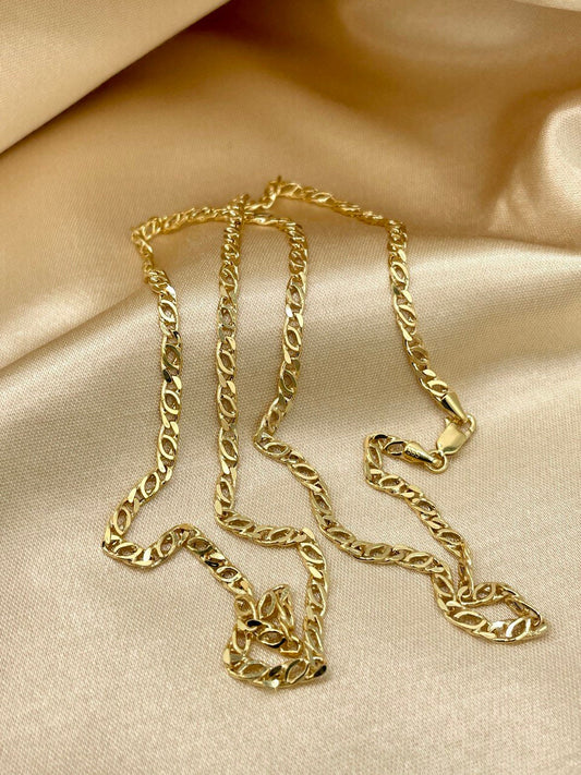 14K Gold Cable Necklace20" 24",14K Gold Nona Double Link Chain Necklace for Men/Women, Layering Delicate New Design Tiger EYES,Birthday Gift