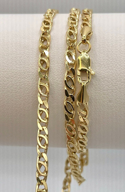14K Gold Cable Necklace20" 24",14K Gold Nona Double Link Chain Necklace for Men/Women, Layering Delicate New Design Tiger EYES,Birthday Gift