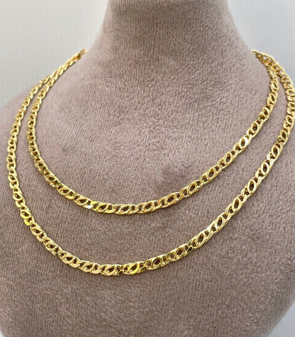 14K Gold Cable Necklace20" 24",14K Gold Nona Double Link Chain Necklace for Men/Women, Layering Delicate New Design Tiger EYES,Birthday Gift