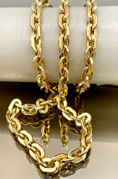 18K GOLD CABLE PARALLEL(6MM)20"22"24", Christmas Gift, Unisex Gold, Birthday Gift, For her, For him, Anniversary  Gift, Real Gold Necklace.