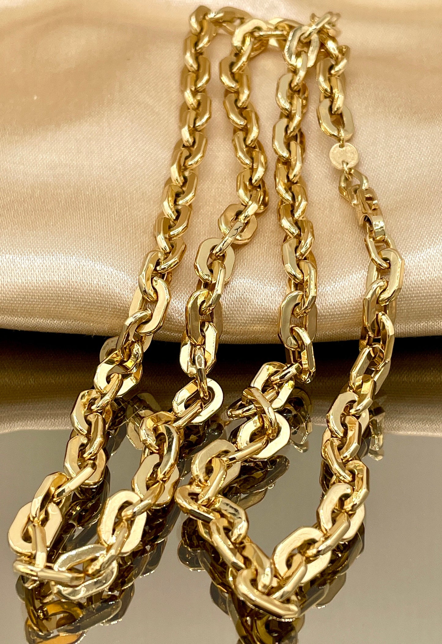 18K GOLD CABLE PARALLEL(6MM)20"22"24", Christmas Gift, Unisex Gold, Birthday Gift, For her, For him, Anniversary  Gift, Real Gold Necklace.