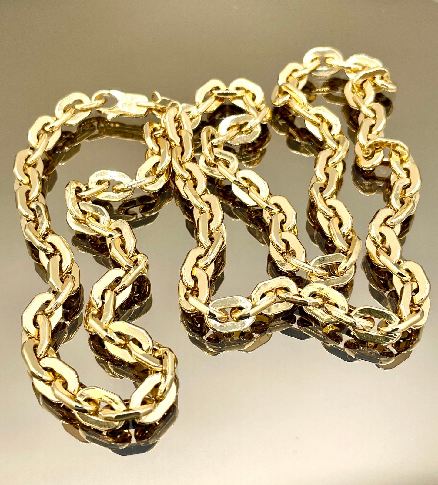 18K GOLD CABLE PARALLEL(6MM)20"22"24", Christmas Gift, Unisex Gold, Birthday Gift, For her, For him, Anniversary  Gift, Real Gold Necklace.