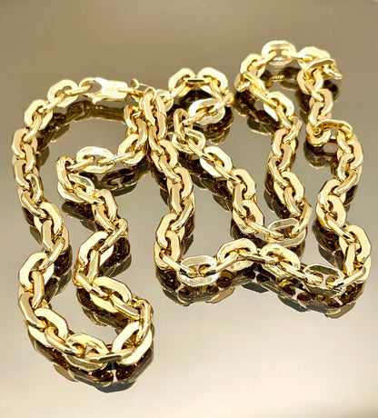 18K GOLD CABLE PARALLEL(6MM)20"22"24", Christmas Gift, Unisex Gold, Birthday Gift, For her, For him, Anniversary  Gift, Real Gold Necklace.