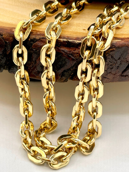 18K GOLD CABLE PARALLEL(6MM)20"22"24", Christmas Gift, Unisex Gold, Birthday Gift, For her, For him, Anniversary  Gift, Real Gold Necklace.