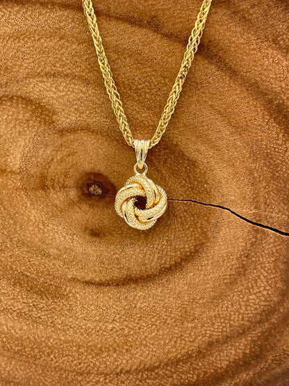 18K Gold Pendant Love Knot Necklace Earrings, Real 18K Yellow Gold Necklace Set For Women, 18K Gold Love Knot , Gift For Her!